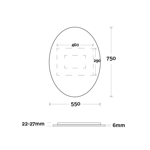 Marquis Oval Mirror - 600mm to 1200mm