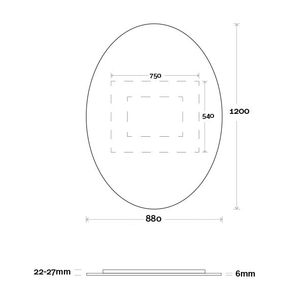 Marquis Oval Mirror - 600mm to 1200mm
