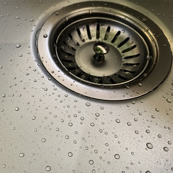 Meir Single Bowl PVD Kitchen Sink 440mm Brushed Nickel Sink Strainer - The Blue Space