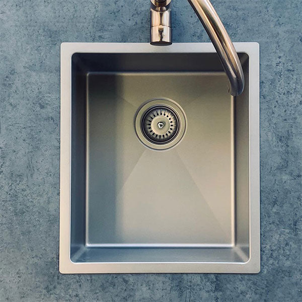 Meir Kitchen Mini Sink Single Bowl 382mm x 272mm Brushed Nickel Top View - The Blue Space