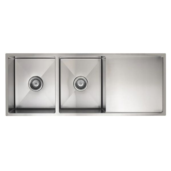 Meir Double Bowl with Drainer Kitchen Sink 1160mm - Brushed Nickel