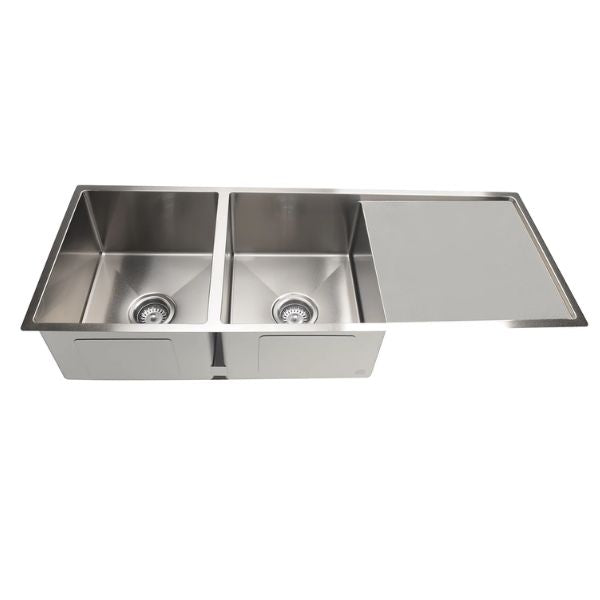 Meir Double Bowl with Drainer Kitchen Sink 1160mm - Brushed Nickel