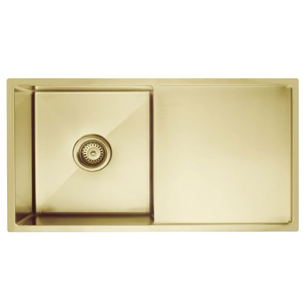 Meir Single Bowl with Drainer Kitchen Sink 840mm - Brushed Bronze Gold