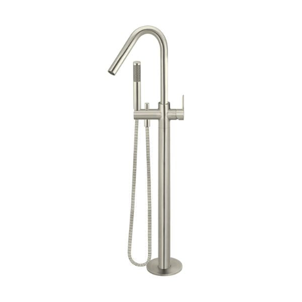 Meir Paddle Round Freestanding Bath Spout and Hand Shower Brushed Nickel