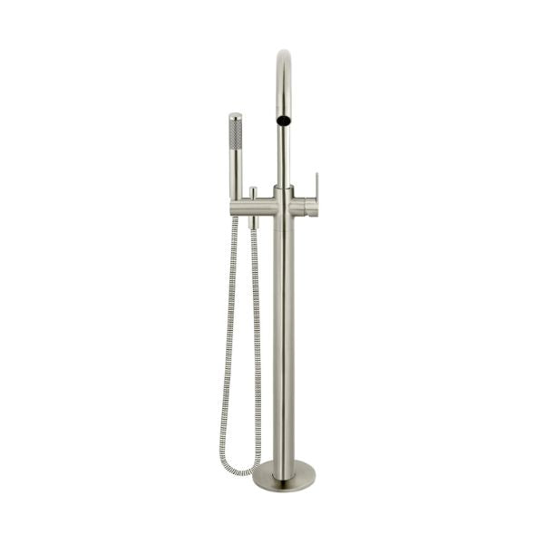 Meir Paddle Round Freestanding Bath Spout and Hand Shower Brushed Nickel
