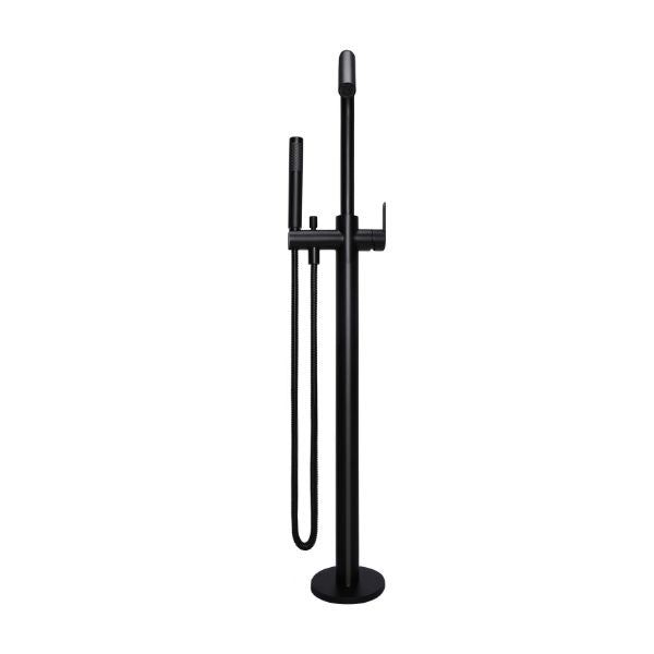 Meir Paddle Round Freestanding Bath Spout and Hand Shower Matte Black