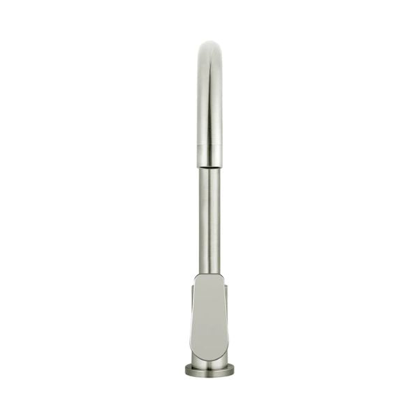 Meir Paddle Round Gooseneck Kitchen Sink Mixer Tap Brushed Nickel
