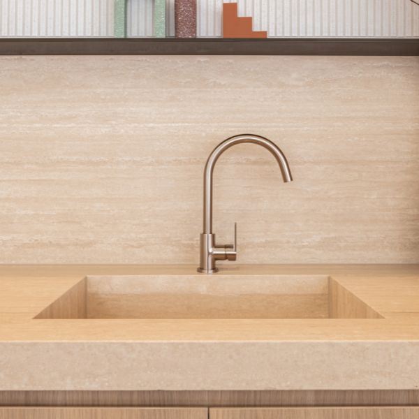 Meir Paddle Round Gooseneck Kitchen Sink Mixer Tap Champagne