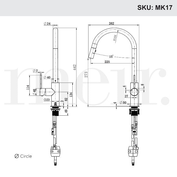 Meir Paddle Round Pull Out Kitchen Sink Mixer Tap Chrome