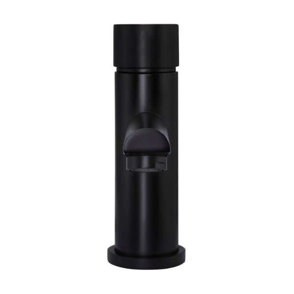 Meir Pinless Round Basin Mixer - Matte Black in front view - The Blue Space