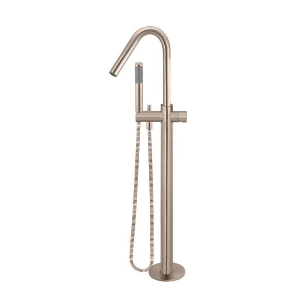 Meir Pinless Round Freestanding Bath Spout and Hand Shower Champagne