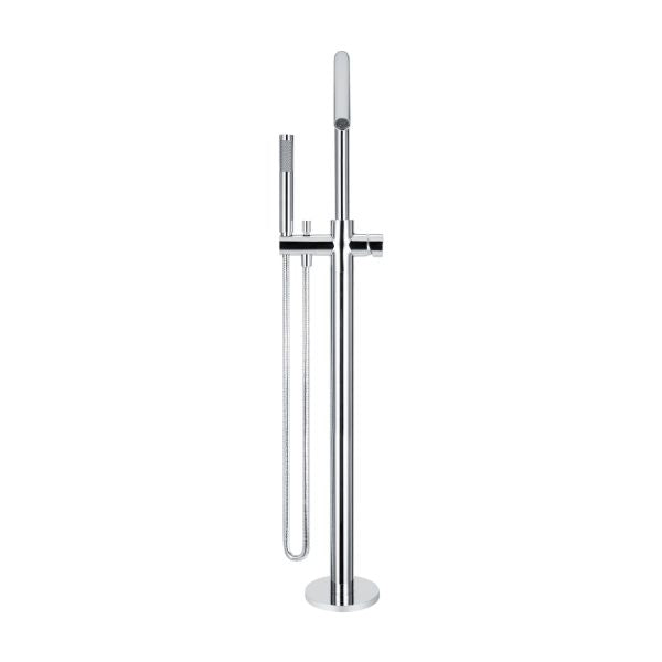 Meir Pinless Round Freestanding Bath Spout and Hand Shower Chrome