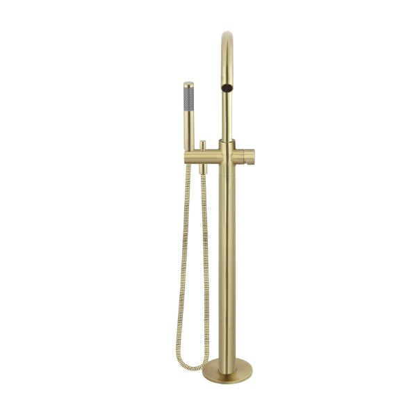Meir Pinless Round Freestanding Bath Spout and Hand Shower Tiger Bronze