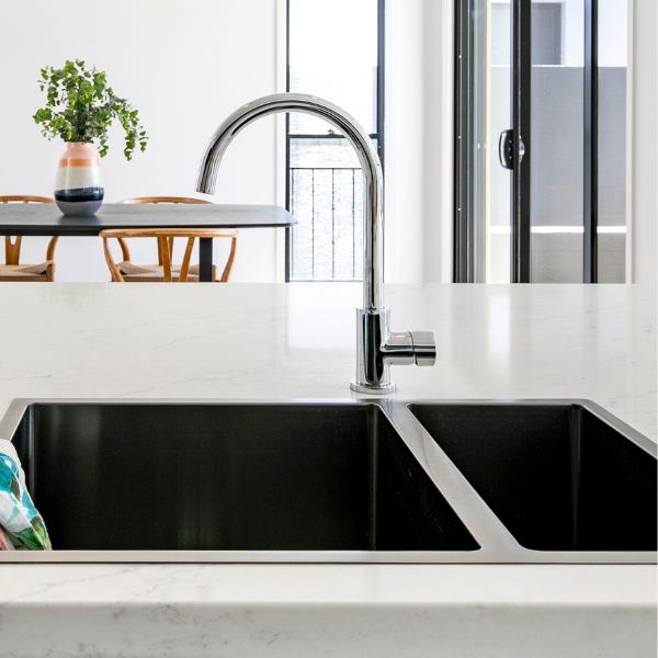 Meir Pinless Round Kitchen Sink Mixer Tap Chrome