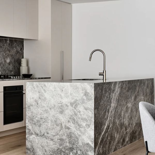 Meir Pinless Round Pull Out Kitchen Sink Mixer Tap Brushed Nickel