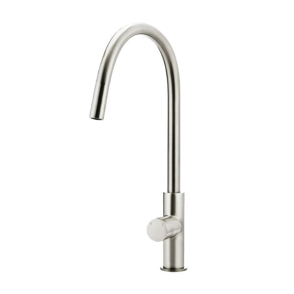 Meir Pinless Round Pull Out Kitchen Sink Mixer Tap Brushed Nickel