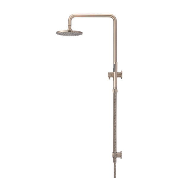 Meir Round Combination Shower Rail 200mm Rose & Hand Shower - Champagne