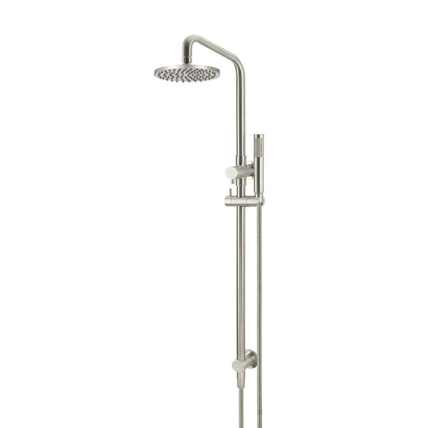 Meir Round Combination Shower Rail 200mm Rose & Hand Shower Brushed Nickel - The Blue Space