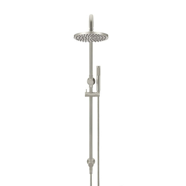 Meir Round Combination Shower Rail 200mm Rose & Hand Shower Brushed Nickel