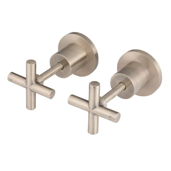 Meir Round Cross Handle Jumper Valve Wall Top Assemblies Champagne - The Blue Space