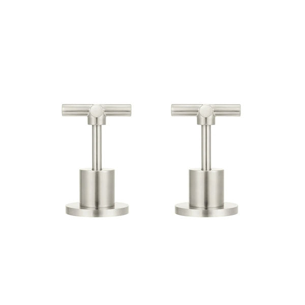 Meir Round Cross Jumper Valve Wall Top Assemblies Brushed Nickel Long Spindle