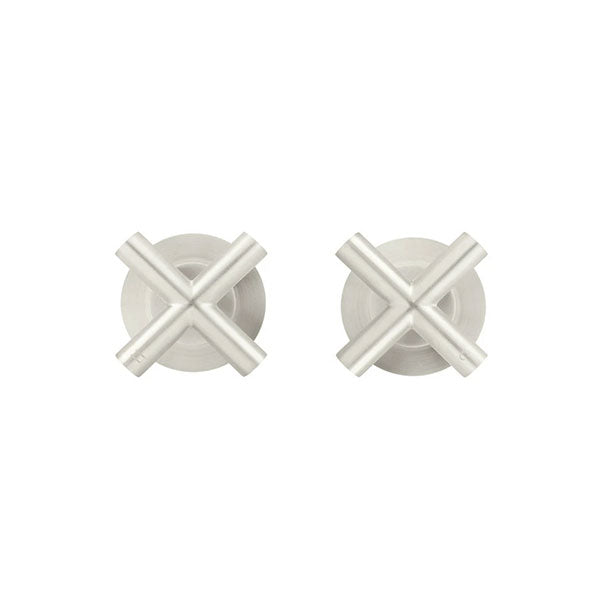 Meir Round Cross Jumper Valve Wall Top Assemblies Brushed Nickel Long Spindle
