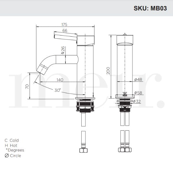 Meir Round Basin Mixer with Curved Spout - Shadow