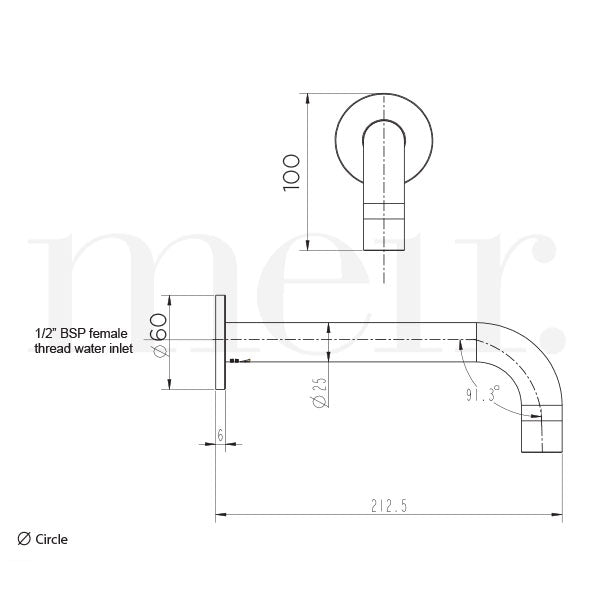 Meir Round Curved Spout 200mm Brushed Nickel