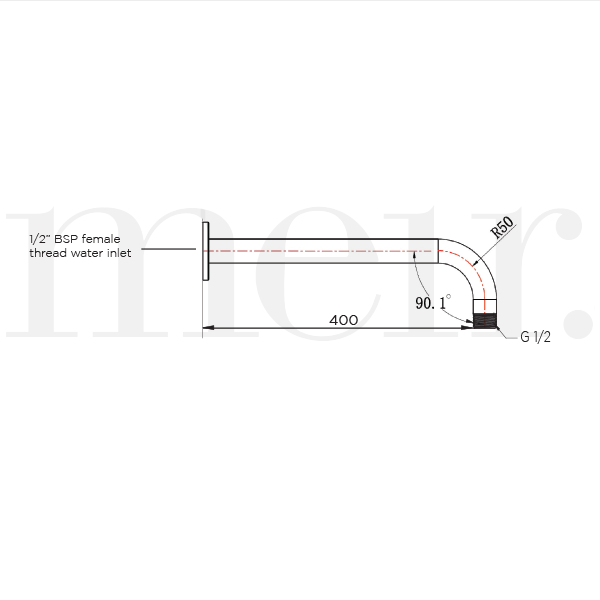 Meir Round Wall Shower Curved Arm 400mm Matte Black