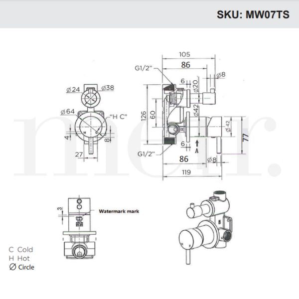 Meir Round Diverter Mixer - Shadow