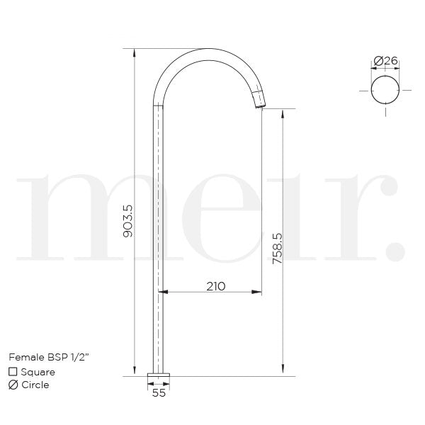 Meir Round Freestanding Bath Filler Brushed Nickel