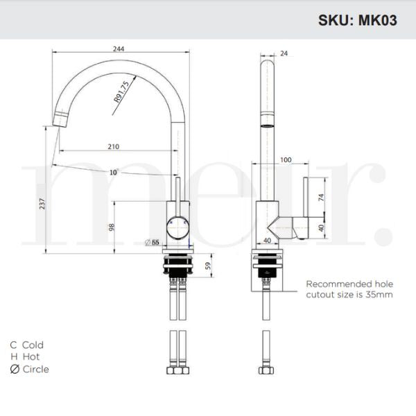 Meir Round Gooseneck Kitchen Sink Mixer - Shadow