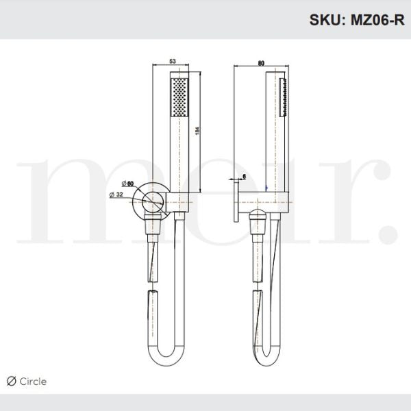 Meir Round Hand Shower on Swivel Bracket - Chrome