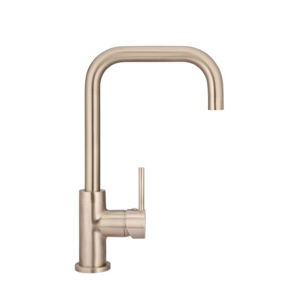 Meir Round Squareline Kitchen Sink Mixer - Champagne