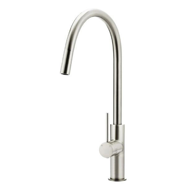 Meir Round Piccola Pull Out Kitchen Sink Mixer Tap - Brushed Nickel