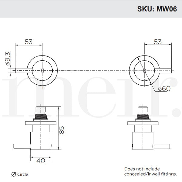 Meir Round Quarter Turn Wall Top Assemblies Brushed Nickel