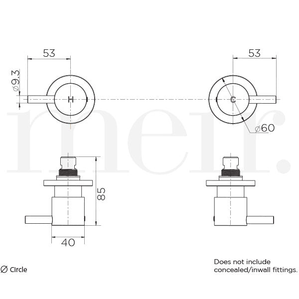Meir Round Quarter Turn Wall Top Assemblies - Shadow