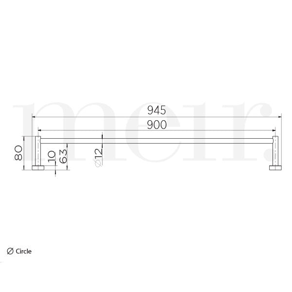 Meir Round Single Towel Rail Brushed Nickel 900mm