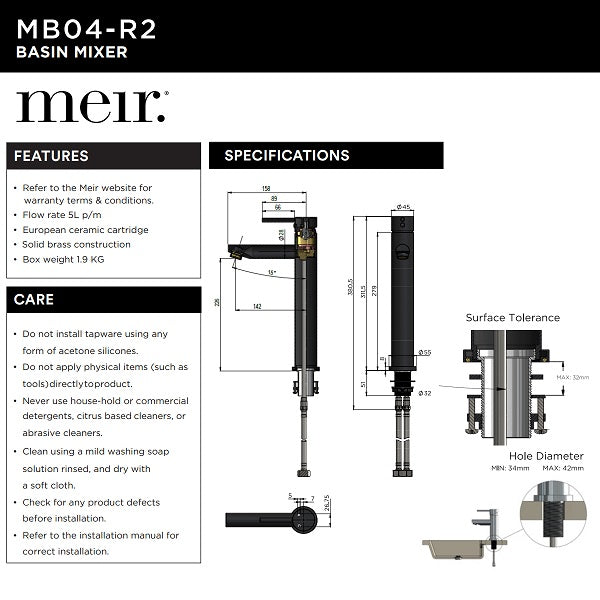 Meir Round Tall Basin Mixer - Tiger Bronze