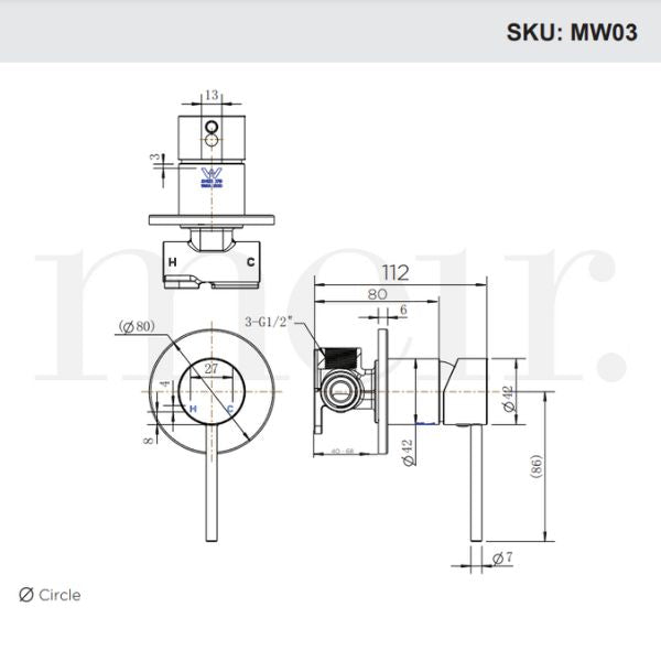Meir Round Wall Mixer - Shadow
