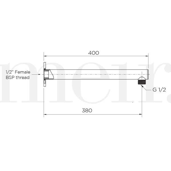 Meir Round Wall Shower Arm 400mm Brushed Nickel