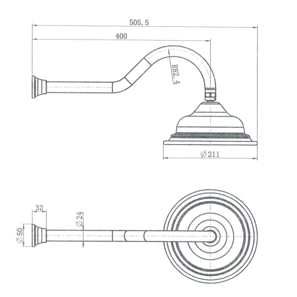 Modern National Bordeaux Shower Arm & Rose Black