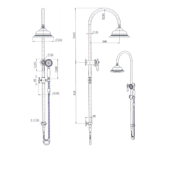 Modern National Bordeaux Twin Shower System Chrome