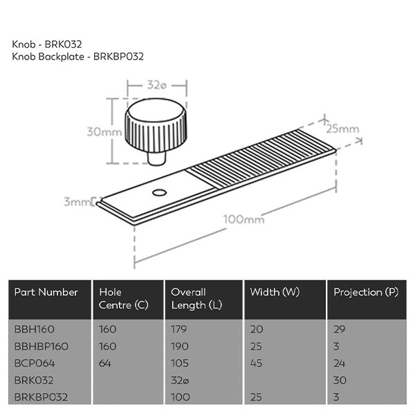 Momo Handles Barrington Backplate to Suit Knob Polished Nickel
