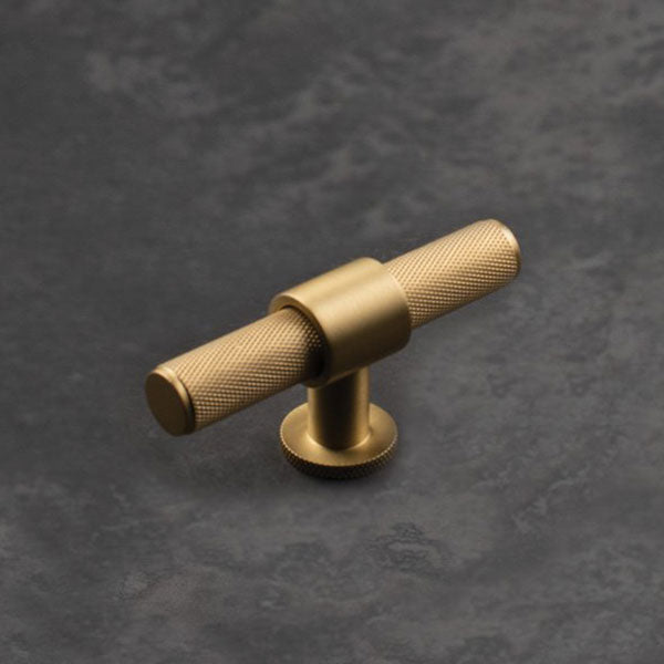 Momo Handles Belgravia T Knob 82mm Brushed Satin Brass - The Blue Space