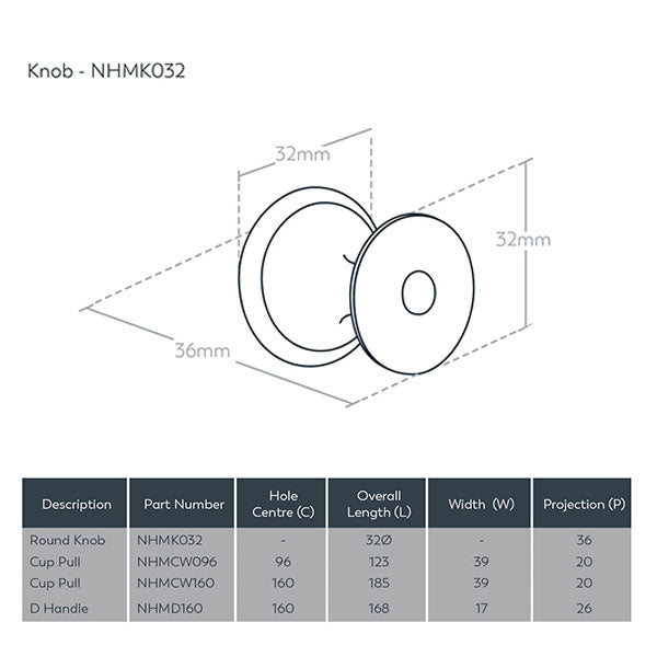 Momo Handles New Hampton Round Knob 32mm Bronze