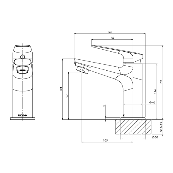 Phoenix Arlo Basin Mixer Brushed Nickel