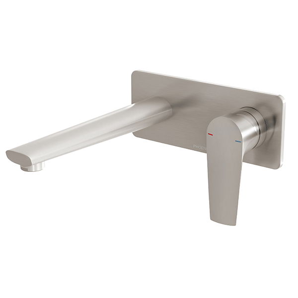 Phoenix Arlo Wall Basin/Bath Mixer Set 200mm Brushed Nickel