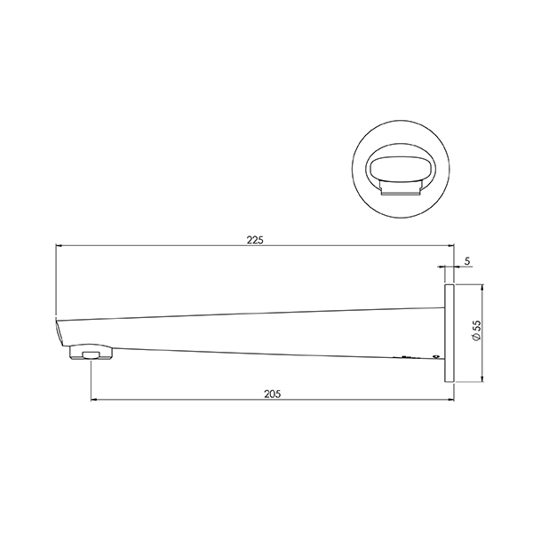 Phoenix Arlo Wall Bath Outlet 200mm Brushed Nickel