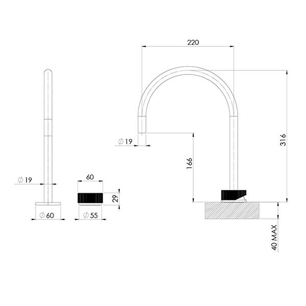 Phoenix Axia Hob Sink Mixer Set Chrome